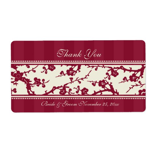 Red and Beige Floral Wedding Labels