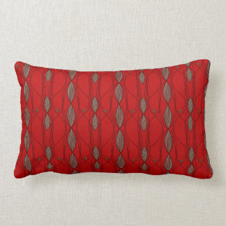 Red and Beige Funky Pattern Lumbar Cushion