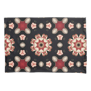 Red and Beige Geometric Floral  Pillowcase