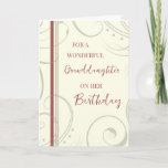 Red and Beige Granddaughter Birthday Card<br><div class="desc">Birthday card for granddaughter with modern and simple red and beige design and thoughtful verse.</div>