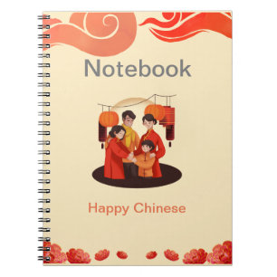 Red and Beige Happy Chinese Photo Notebook