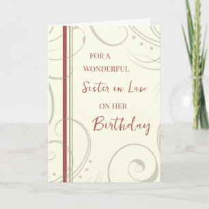 Red and Beige Sister in Law Birthday Card