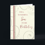 Red and Beige Son Birthday Card<br><div class="desc">Birthday card for son with modern and simple red and beige design and thoughtful verse.</div>