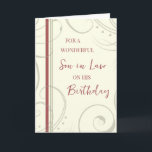 Red and Beige Son in Law Birthday Card<br><div class="desc">Birthday card for son in law with modern and simple red and beige design and thoughtful verse.</div>