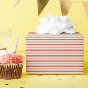 Red and Beige Stripes Holiday Wrapping Paper
