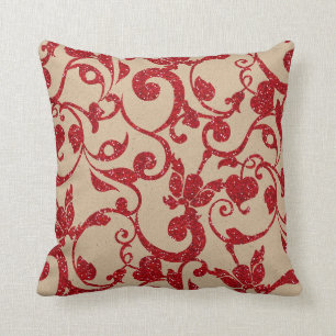 Red and Beige Throw Pillow