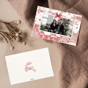 Red And Beige Vintage Christmas Card