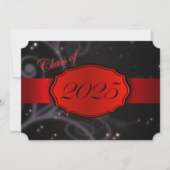 Red and Black 2025 Graduation Invitation (Front)