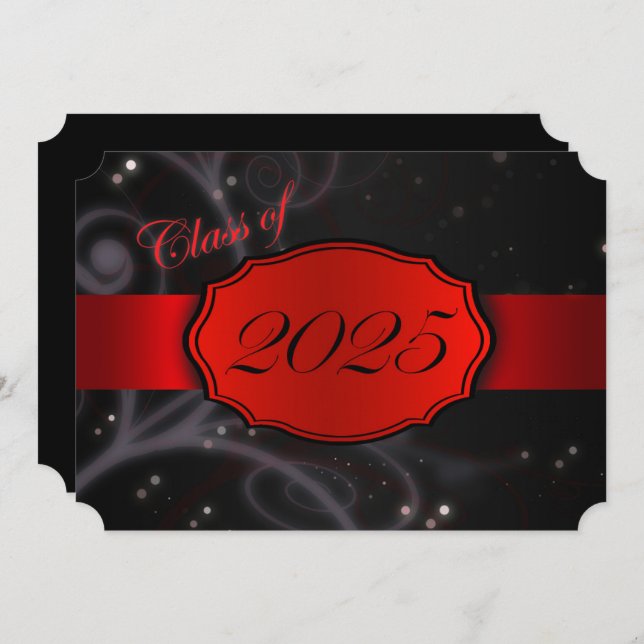 Red and Black 2025 Graduation Party Invitation (Front/Back)