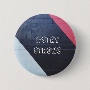 red and black abstract geometric / stay strong 6 cm round badge
