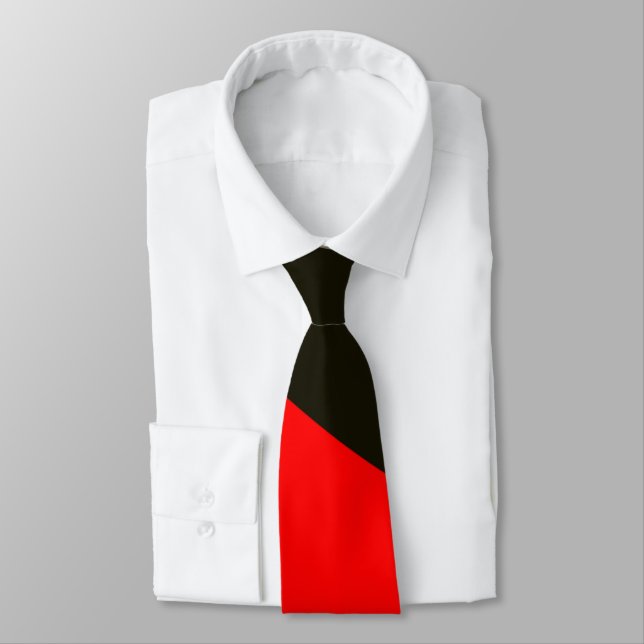 Red and Black Abstract Geometric Tie (Tied)