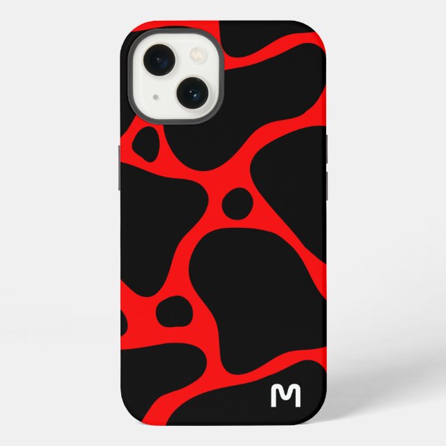 Red and black abstract giraffe pattern iPhone case (Back)