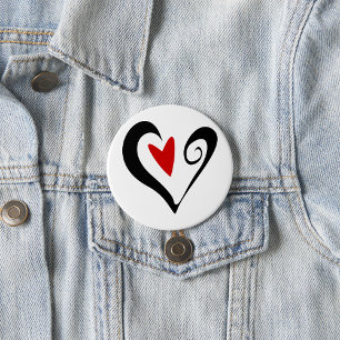Red and Black Abstract Heart Modern Romantic 7.5 Cm Round Badge