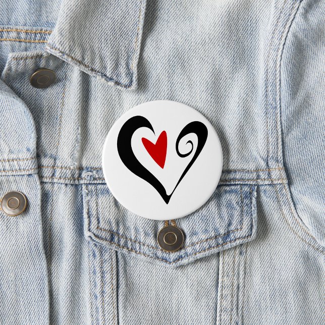 Red and Black Abstract Heart Modern Romantic 7.5 Cm Round Badge (Creator Uploaded)