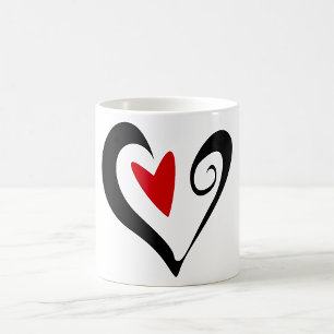 Red and Black Abstract Heart Modern Romantic Coffee Mug