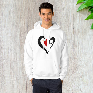 Red and Black Abstract Heart Modern Romantic Hoodie