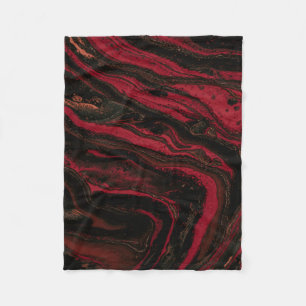 Red and black abstract painting fleece blanket