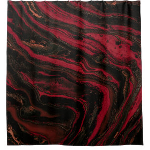 Red and black abstract painting shower curtain