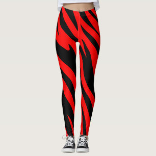 red and Black animal print  Leggings