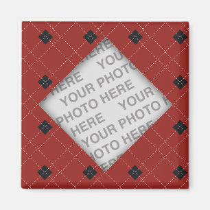 Red and Black Argyle Photo Magnet