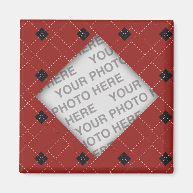 Red and Black Argyle Photo Magnet (Front)