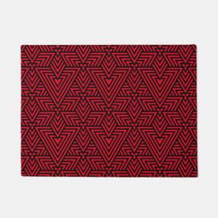 Red and Black Art Deco Triangle Seamless Pattern Doormat