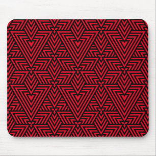 Red and Black Art Deco Triangle Seamless Pattern Mouse Pad