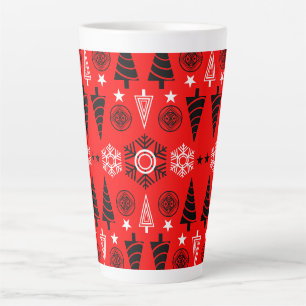 Red And Black Art Nouveau Christmas Latte Mug