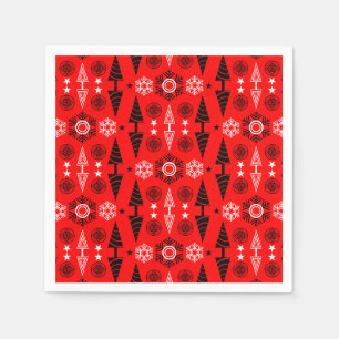 Red And Black Art Nouveau Christmas Napkin