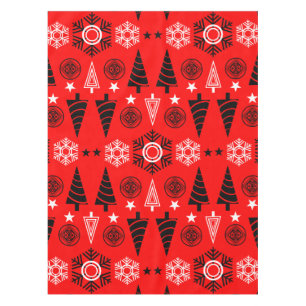 Red And Black Art Nouveau Christmas Tablecloth