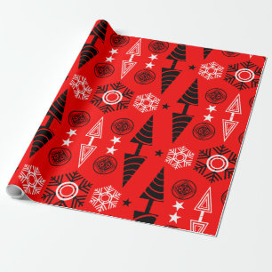 Red And Black Art Nouveau Christmas Wrapping Paper