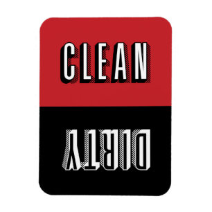 Red and Black Block Modern Typography Dishwasher Magnet
