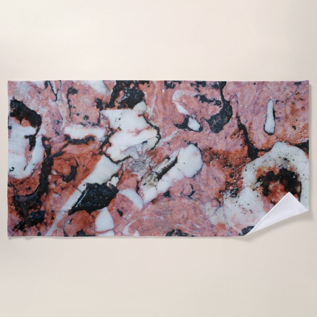 Red and Black Brecciated Marble Stone Texture with Beach Towel (Front)