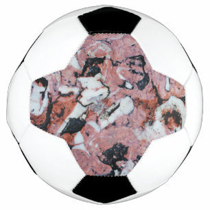 Red and Black Brecciated Marble Stone Texture with Soccer Ball