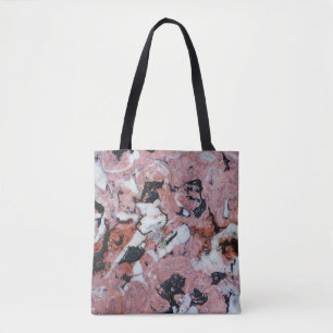 Red and Black Brecciated Marble Stone Texture with Tote Bag