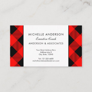 Red and Black buffalo Check Business Consultant Business Card
