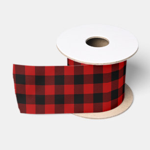 Red and Black Buffalo Check Holiday Satin Ribbon