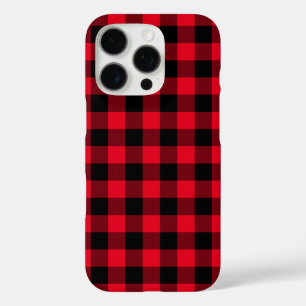 Red and Black Buffalo Check Plaid Holiday Pattern iPhone 16 Pro Case