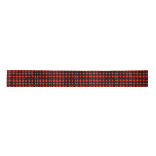 Red and Black Buffalo Check Satin Ribbon (Front)