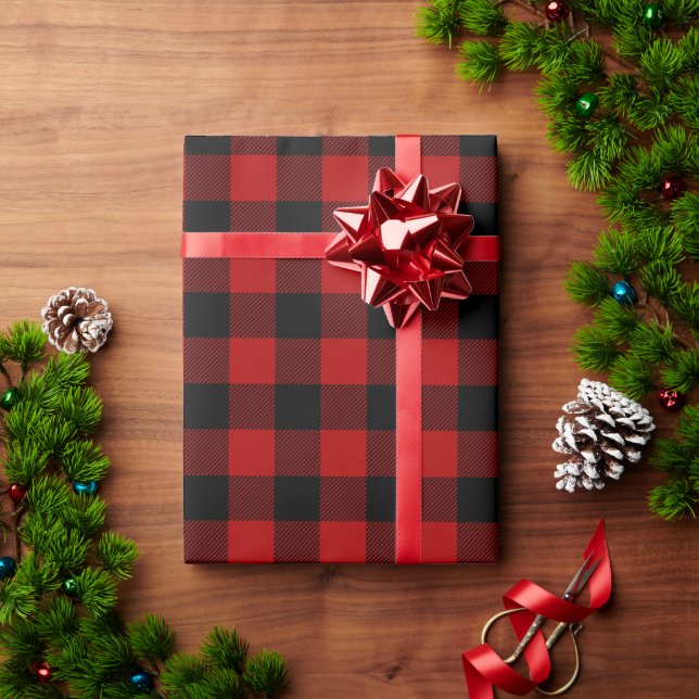 Red and Black Buffalo Check Wrapping Paper (Holiday Gift)