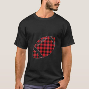 Red And Black Buffalo Plaid American Football Chri T-Shirt