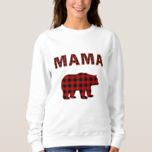 Red and Black Buffalo Plaid Bear Sweatshirt