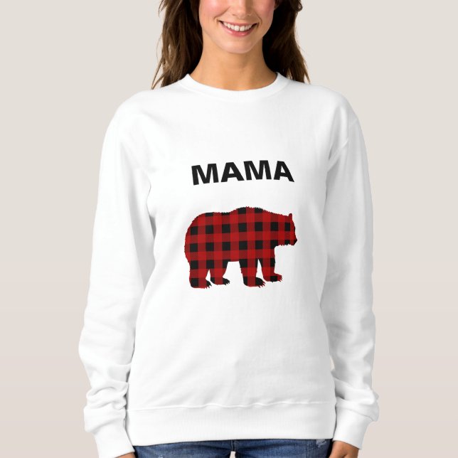 Red and Black Buffalo Plaid Bear Sweatshirt (Front)