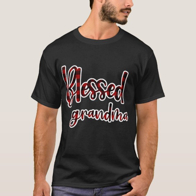 Red And Black Buffalo Plaid Blessed Grandma Matchi T-Shirt (Front)