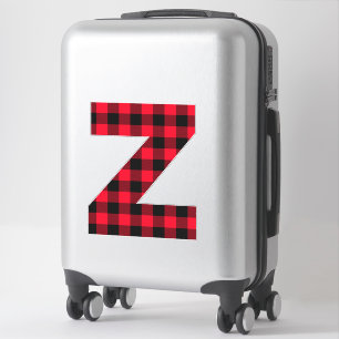 Red and Black Buffalo Plaid Bold Letter Z Monogram