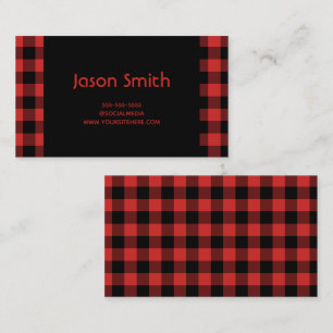 Red and Black Buffalo Plaid Business Card