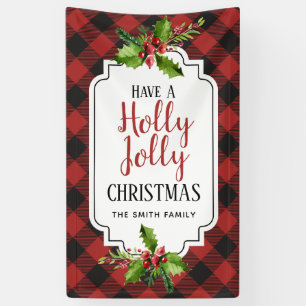 Red and Black Buffalo Plaid Christmas Banner
