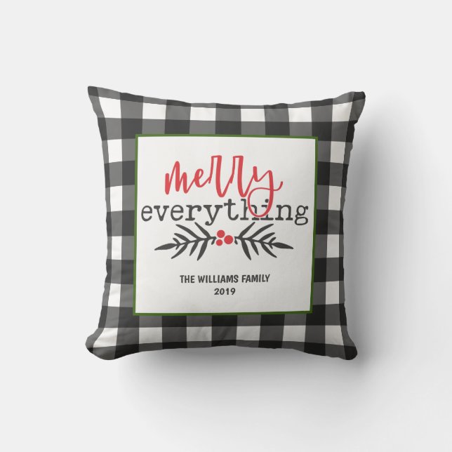 Red and Black Buffalo Plaid Christmas Cushion (Front)