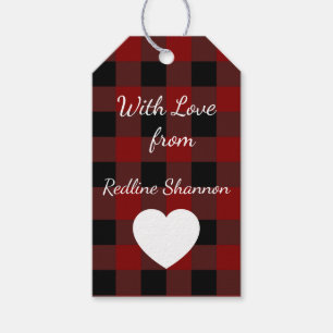 Red and Black Buffalo Plaid Christmas Gift Tags