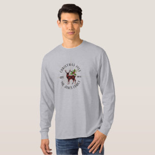 Red and Black Buffalo Plaid Christmas Reindeer T-Shirt